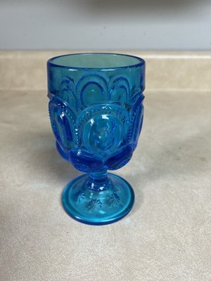 アンティークグラス Moon and Stars Goblets Vintage Moon and Stars Pattern Goblet Sapphire Blue by L.E.Smith