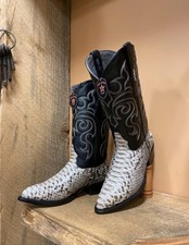 Genuine Original Exotic Python Snakeskin J-Toe Cowboy Western Boots - Natural