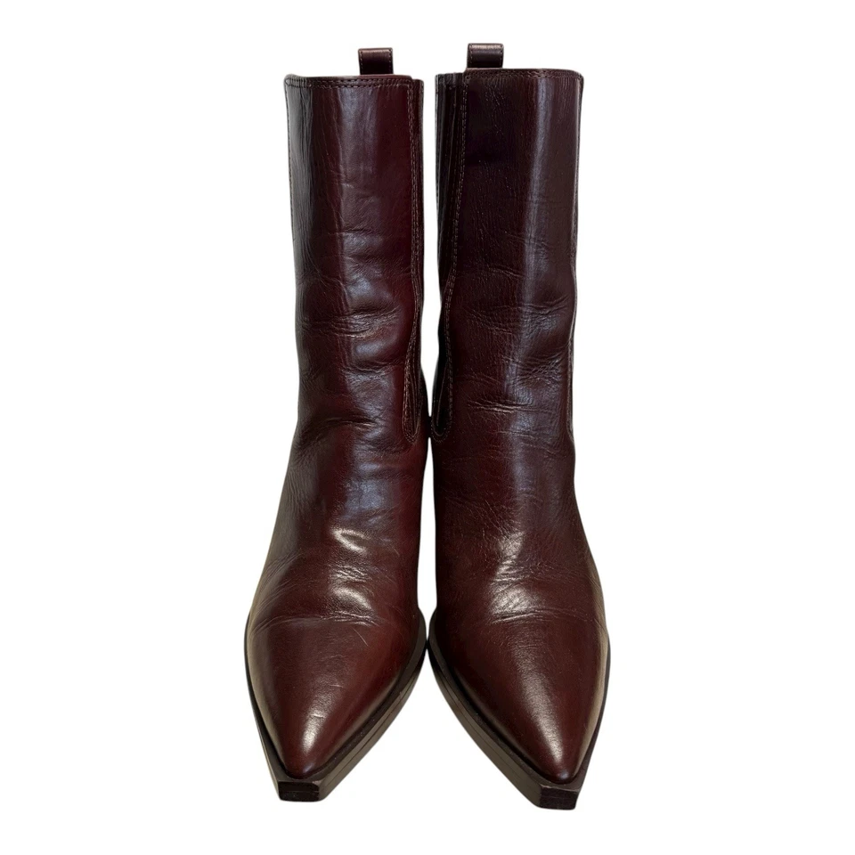 Sam Edelman Leather Mandey Chelsea Boots Women 9.5M Chocolate Western Bootie - Image 3 of 4