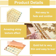 5 Sheet Gold Leaf Sheets, 5.5"x5.5" Imitation Gold Foil Sheets Variegated Boo...