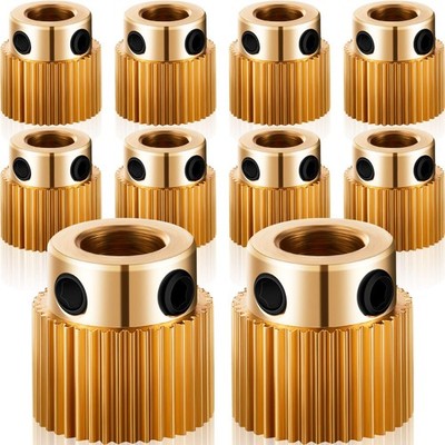 Mudder 10 Pcs 40 Teeth Brass Extruder Wheel 3D Printer Parts Drive 40 