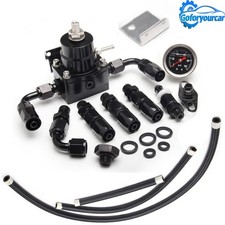 Universal Black Adjustable Fuel Pressure Regulator Kit 100psi Guage An6 Fitting