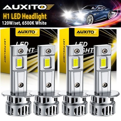 4 AUXITO H1 LED Headlight Bulbs High Low Beam Bright 6500K White CANBUS 330000LM