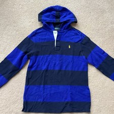 POLO RALPH LAUREN BOYS 14-16 LONG SLEEVED HOODED PULLOVER CASUAL SHIRT,COTTON