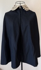 Victorian 1800  s Black Wool and Lace Lined Cape/cloak