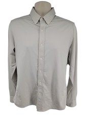 Rhone Slim Fit Commuter Shirt Mens M Gray Italian Fabric Stretch Button Up