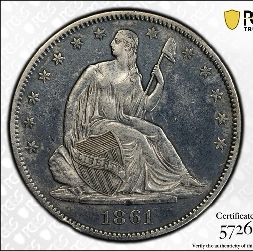 1861-O Seated Liberty Half Dollar 50c PCGS Genuine XF