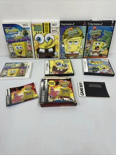 SpongeBob SquarePants Video Game Lot 7 Plus EMPTY Box (PS2, Wii, GBA, 3DS, DS)