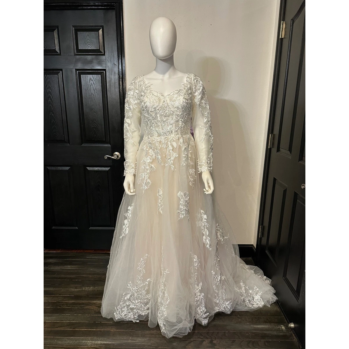 Champagne Long Sleeve Wedding Dresses for sale | eBay