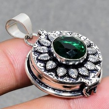 Ciondolo portagioie scatola veleno etnica pietra preziosa diopside cromato sf...