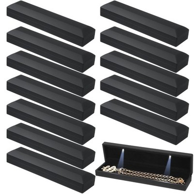 12 Pcs Black Velvet Jewelry Boxes LED Light Display Ring Necklace Bracelet