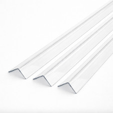 3 x Clear 1 Metre uPVC Plastic Rigid Corner Trim 40x40mm 90 Degree