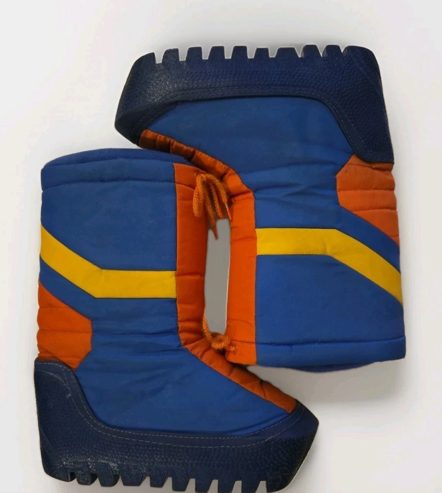 Винтажные оригинальные лунные ботинки WM размер 9/10 мужские 7/8 синие желтые радужные 1970-е  - Изображение 2 из 4