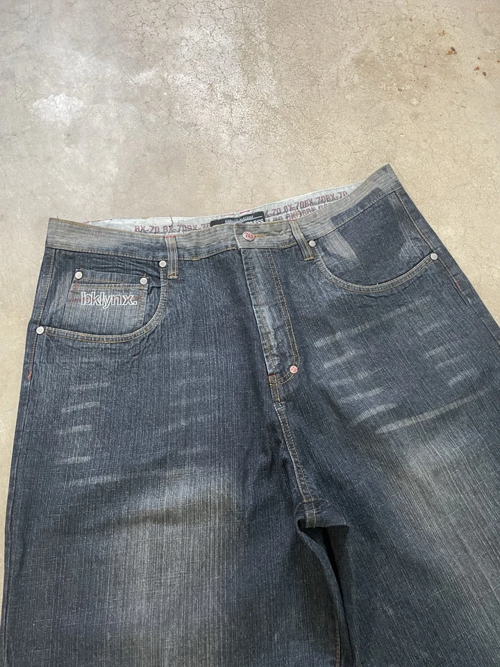 Винтажные мужские джинсы из денима Brooklyn Xpress с широкими штанинами мешковатые 90-е 40x34 Y2K - Изображение 2 из 4