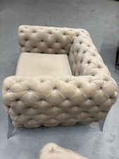 Style Möbel SITZGARNITUR 3+3+1 Chesterfield Creme Samt