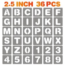 2.5 Inch Letter and Number Stencils, 36 Pcs Reusable Plastic Alphabet Spray P...
