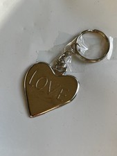 Silver tone Heart Shaped Keychain Embossed With Love