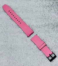 StrapHabit X Brodinkee 22mm Pink FKM Watch Band W/ Blk Buckle
