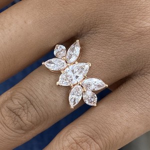 3.3ct Marquise Fashion Ring Rose Gold 14K Labcreated Diamond F/VS