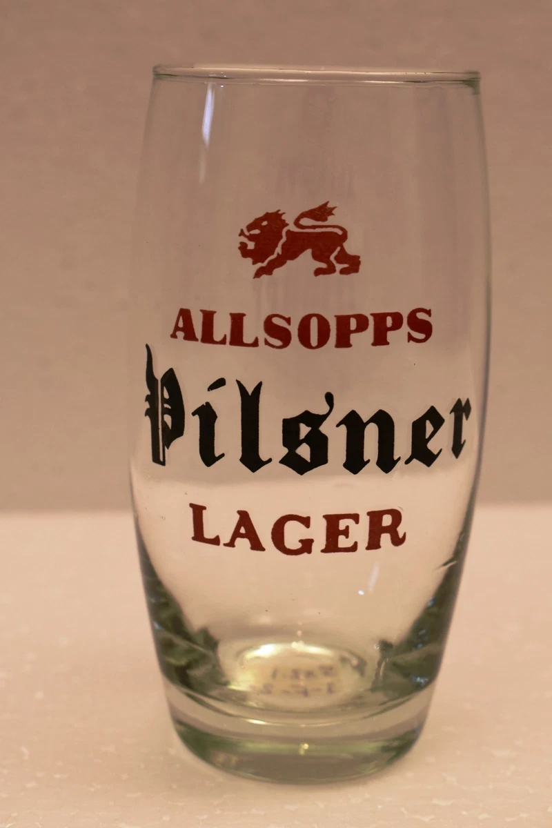 Vintage Allsopps Pilsner Lager Beer Advertising Glass Lion Logo Pub Barware "R