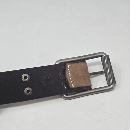 Calvin Klein Jeans Black Genuine Leather Belt Size 40 75089 Silver Buckle - Picture 6 of 11