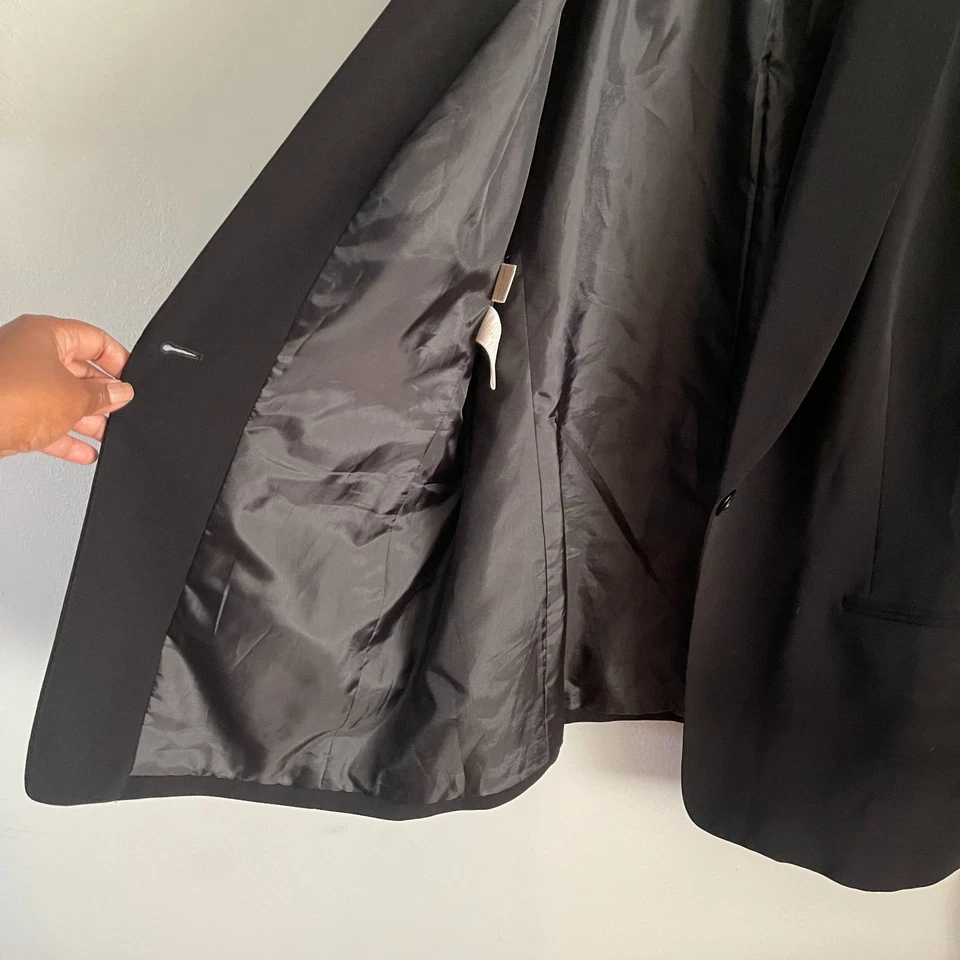 Jones New York Pantalón Traje Mujer 14 Negro Botón Único Blazer 2 Piezas Carrera Foto 4 de 4