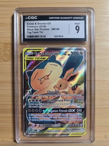 Pokemon Eevee & Snorlax GX Black Star Promo SM169 Tag Team Card CGC 9