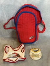 Pound Puppies Red Cloth Dog Carrier Bed 1986 White And Red Piped Shirt Bib Lot