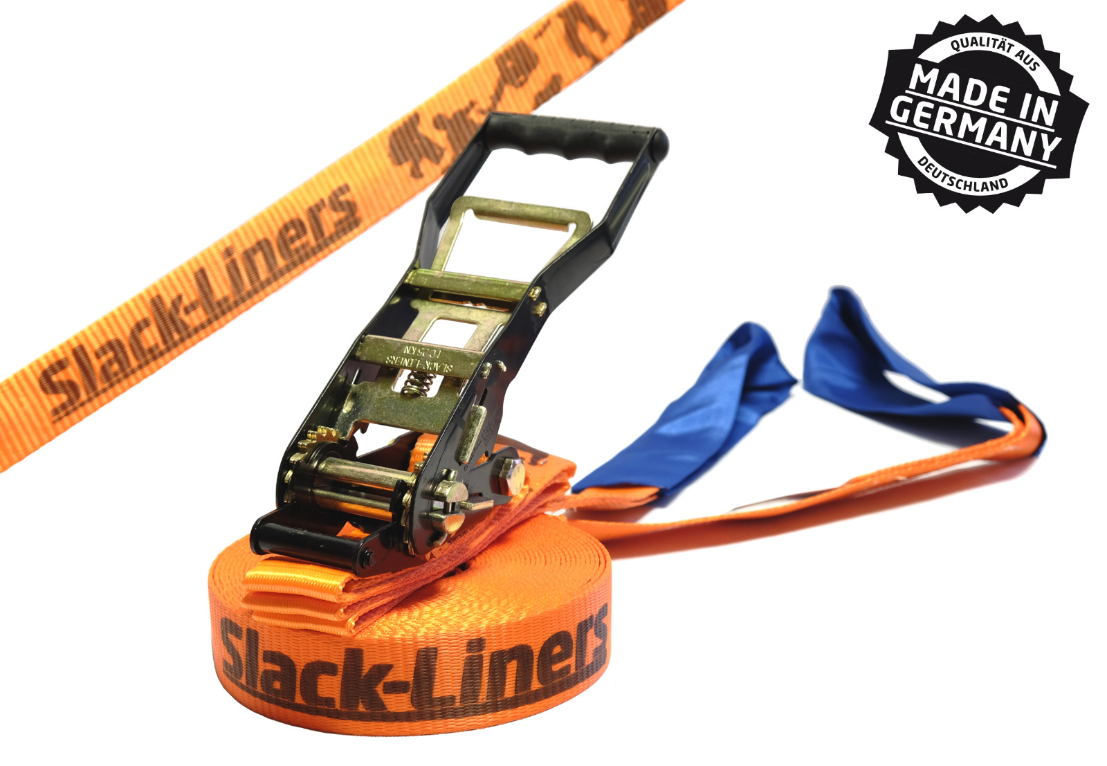Juego Slackline clásico - 50 mm de ancho - 15 m de largo naranja - Hecho en Alemania