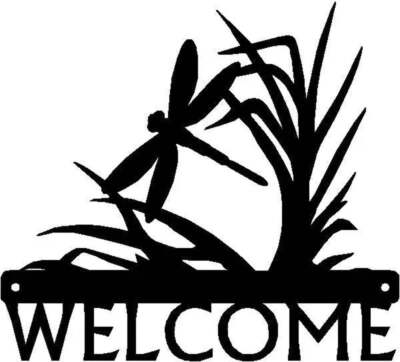 Dragonfly in Grass Welcome Sign - Outdoor Decor | Made in USA