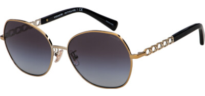 Coach Women's Gold-Tone Round Metal Sunglasses w/ Gradient Lens HC7112 90058G 56
