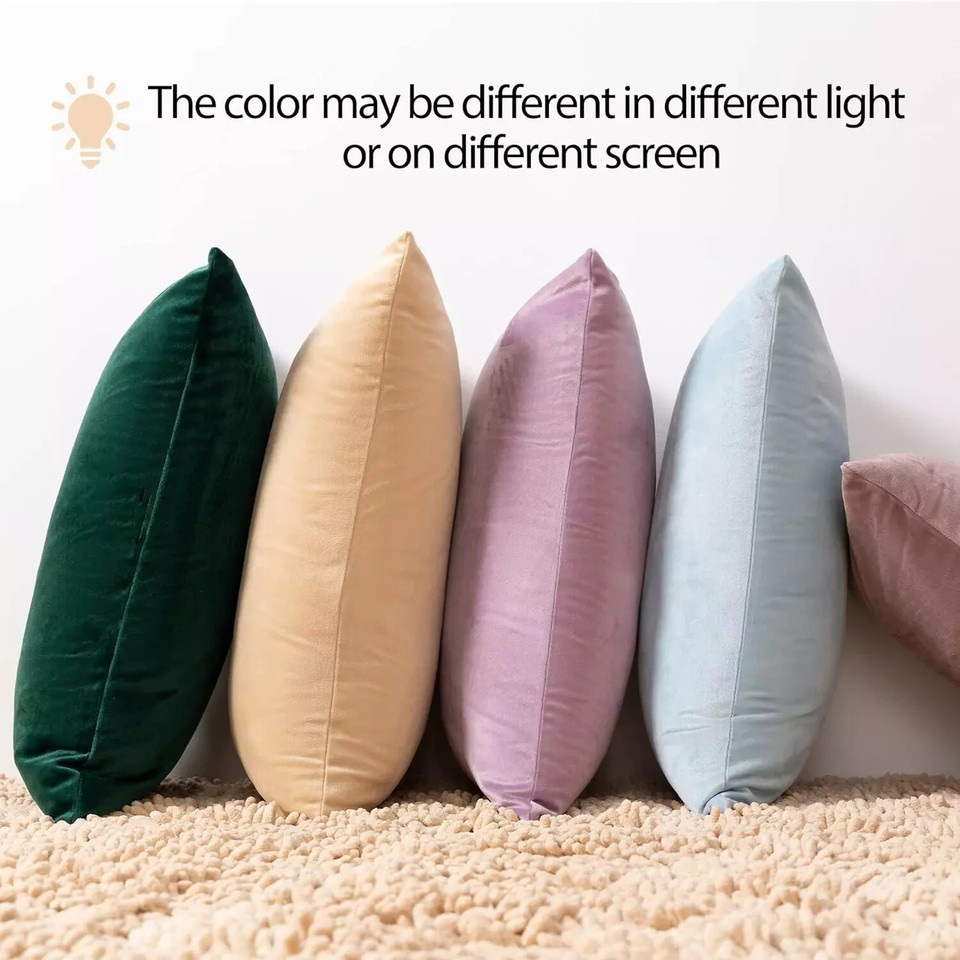 Decorative Lumbar Velvet Throw Pillow Covers 12X20 Inches, Pack of 2