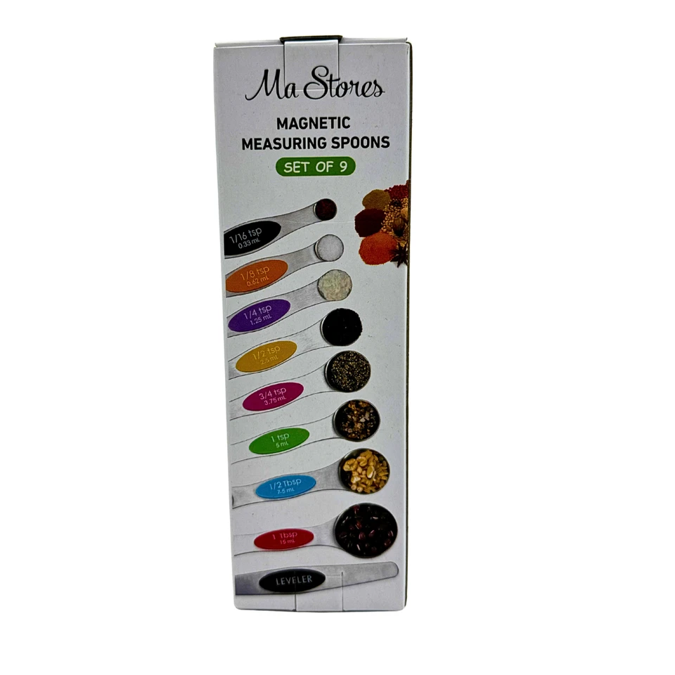 Magnetic Dual Sided Measuring Spoons w/ Leveler Stainless Kitchen Tool -Set of 9 - Image 2 of 4