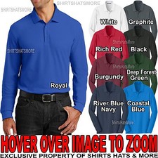 Mens LONG SLEEVE Polo Shirt Easy Care Cotton/Poly XS-XL 2XL, 3XL, 4XL NEW