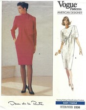 Vogue 2336 OSCAR DE LA RENTA Tapered Dress w Asymmetrical Seam, Pockets Sz 14-18