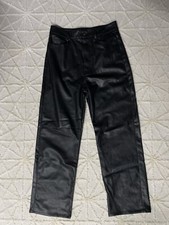 H M Blk Vegan Leather Pants Straight Leg Cropped Ankle Womens Sz 8 NWT Biker