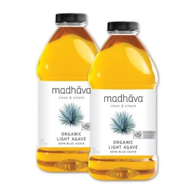 2-Pack MADHAVA Organic Light Agave 100% Pure Blue Agave Nectar Sweetener 46oz 