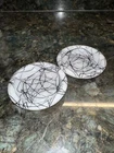 Coasters Set 2 Drizzle Splatter White Milk Glass VTG Mid Century Hazel Atlas MCM