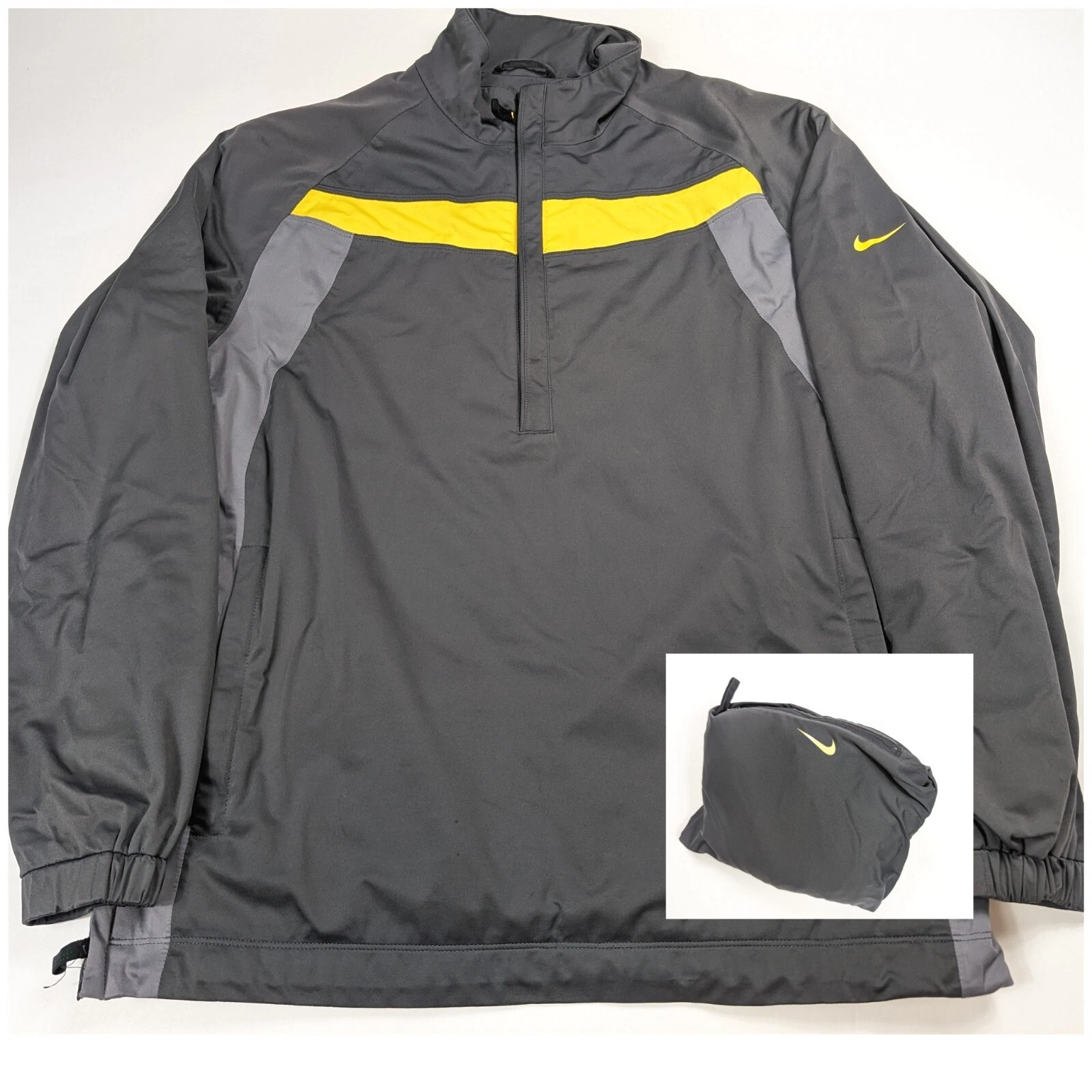 Nike Golf Fit Storm Jacket Men Medium Packable Lined Windbreaker 1/2 Zip Rain