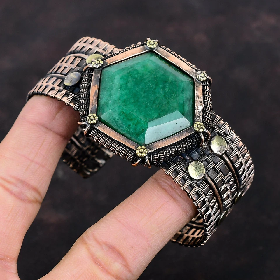 Brazalete brazalete de cobre ajustable regalo para mujer envuelto en alambre joyería Foto 3 de 4