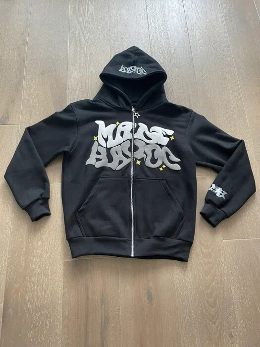 ALL SIZES UP TO 3XL Made Havoc Graphic Zip Up Hoodie Black New
