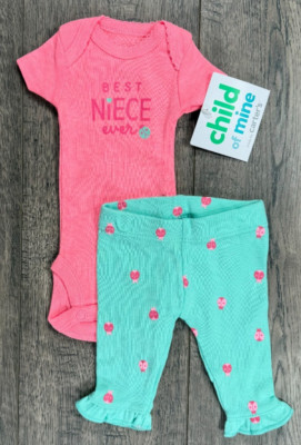 Baby Girl Clothes New Child Mine Carter's Preemie 2pc Best Niece Ever Outfit