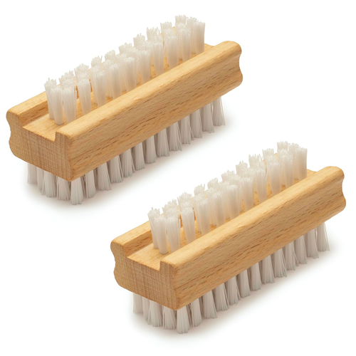 NonSlip Wooden TwoSided Hand and Nail Brush Stiff Bristle
