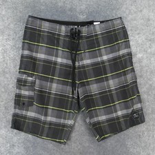 O'Neill Board Shorts Swim Trunks Mens 36 Gray Plaid w Logo Summer Beach