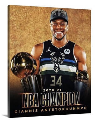 Milwaukee Bucks Champions Canvas 16x20 Giannis Antetokounmpo MVP 2021 Champs