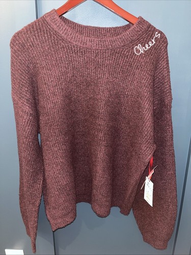 A New Day Sweater Size XL Oversize Burgundy Long Sleeve Cozy Crew Neck NWT