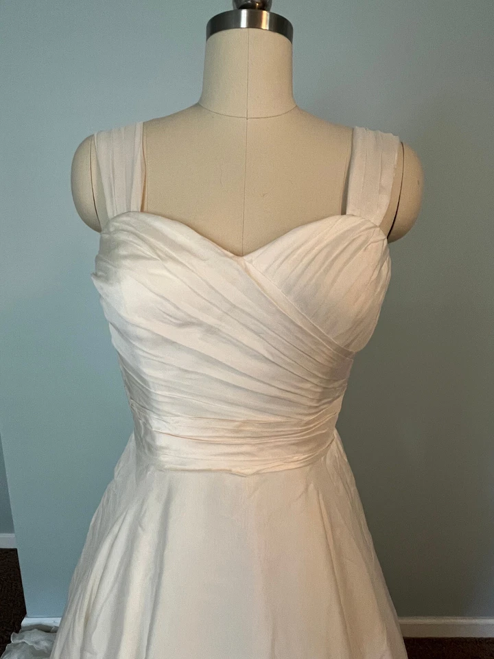 Justin Alexander NUEVO SIN USAR 6 - 8 Vestido de Novia Seda Gasa con Tren, Correas Foto 2 de 4