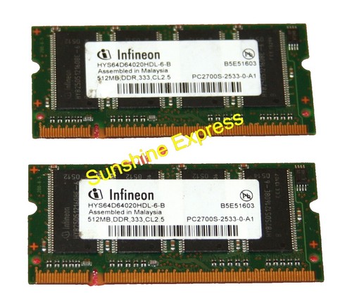 1GB (2 x 512MB) Infineon HYS64T64020HDL-3.7-A PC2-4200 DDR2 533MHz