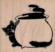 Cat And Cauldron 3 x 2 3/4" Rubber Stamp, Halloween Stamp, Halloween Crafts