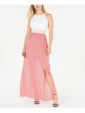 BCX Womens Pink Stretch Sleeveless Halter Full-Length Dress 1